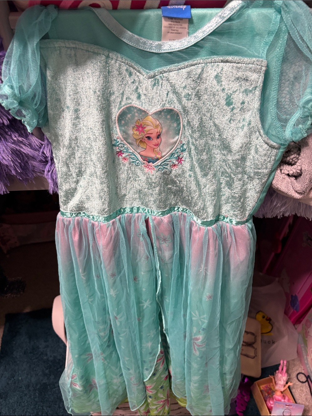 Disney Elsa Teal and Pink Girls' Nightgown